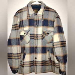 JOHN BLAIR MEN'S XL VINTAGE LINED FLANNEL SHIRT JACKET